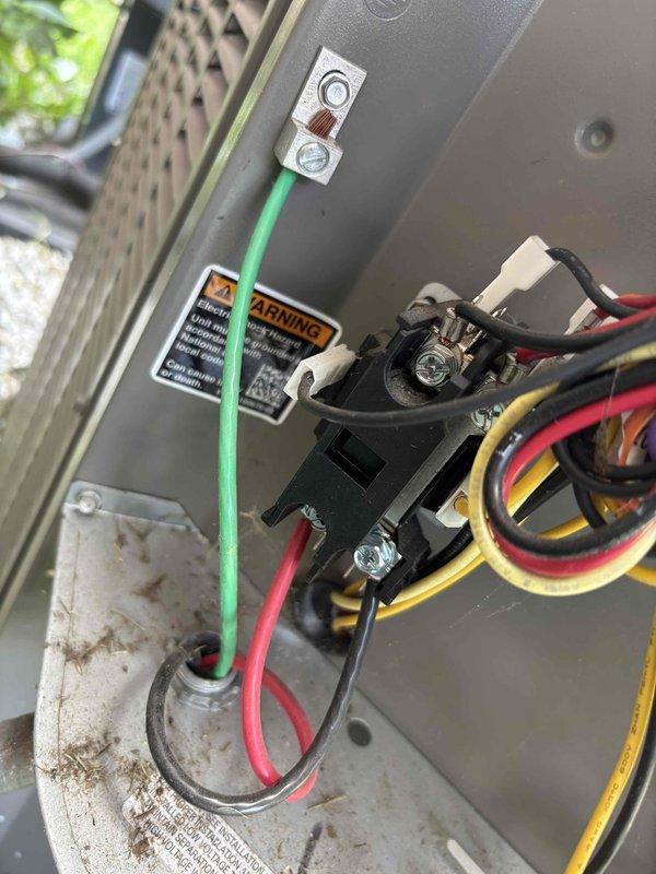 Completed planned maintenance visit on outdoor HVAC unit after previous dismissal due to tenant access restrictions. Performed electrical system inspection, verified component connections and relay operation, and measured system amperage at 33.02A indicating normal operating parameters. Unit operating within manufacturer specifications with all electrical connections secure and properly grounded.