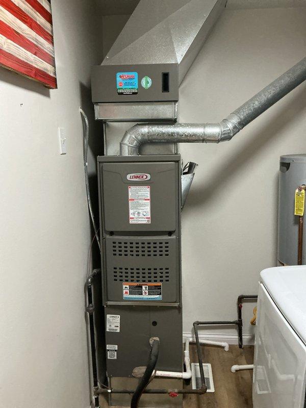 Completed first-visit Platinum Level maintenance on a single-zone residential HVAC system consisting of a Lennox furnace and outdoor condensing unit. Performed comprehensive inspection of both indoor and outdoor components, checked all mechanical and electrical connections, verified proper airflow through ductwork, and documented system condition with photographs for service records.