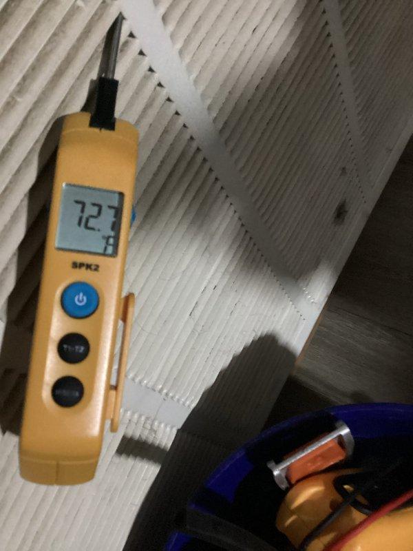 Completed annual Platinum Level maintenance on single-system residential HVAC unit with 16x20 Honeywell Tophat filter. Performed comprehensive system inspection including temperature verification at ductwork (72°F recorded), examined control board and electrical connections, and documented system condition through photographic records. All components operating within normal parameters with no deficiencies noted during first annual maintenance visit.