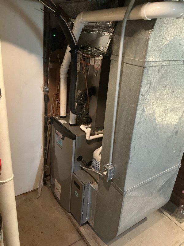 Completed planned annual maintenance visit on single-system residential HVAC installation. Performed comprehensive inspection of basement-installed furnace unit and exterior Lennox condensing unit. Replaced 16x25x5 air filter, verified proper operation of all system components, and documented equipment condition through photographic records. All equipment operating within normal parameters with no immediate service needs identified.