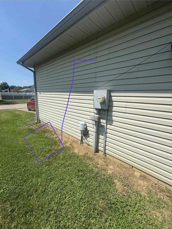 Conducted on-site evaluation for heating and cooling system installation in detached two-car garage. Assessed existing electrical infrastructure including main service panel capacity and available breaker positions, documented exterior wall mounting locations for potential condensing unit placement and utility connections, and photographed gas meter proximity for heating equipment considerations. Provided comprehensive estimate for complete HVAC system design and installation to condition the garage space.