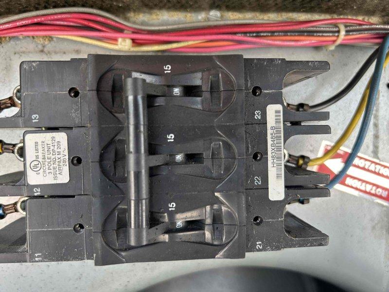 Responded to no cooling condition on rooftop air conditioning unit approximately 15 years old. Upon inspection, identified failed contactor preventing compressor operation. Unit over receptionist desk had been shut off due to noise prior to arrival. Documented electrical connections and contactor assembly with photographs showing component degradation. System requires contactor replacement to restore cooling function. Estimated 90 minutes for repair completion with return visit scheduled to install new contactor and restore full system operation.