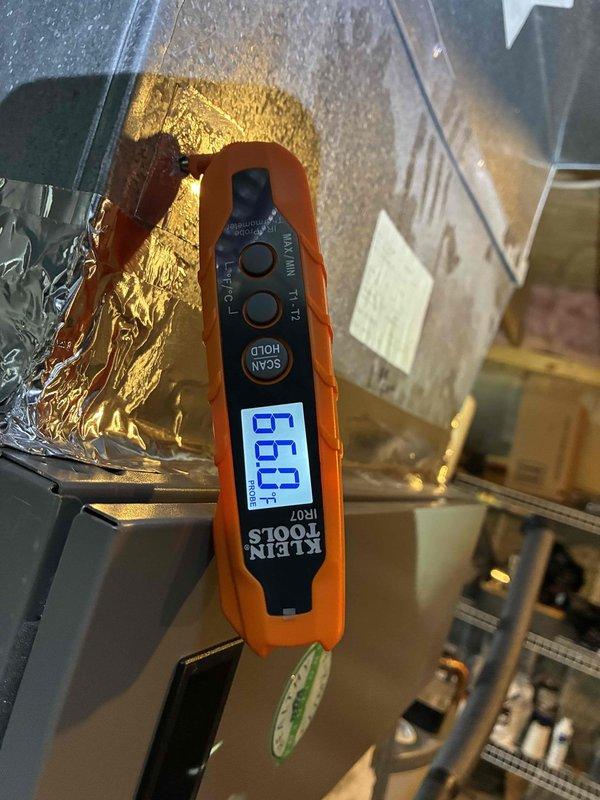 Completed scheduled AC tune-up and preventive maintenance under active membership plan. Performed comprehensive system diagnostics including temperature differential measurements using Klein Tools digital thermometer and electrical performance testing with UEi DL489 True RMS multimeter, recording amperage draw of 1.18A and voltage reading of 0.279V at tested components. All systems operating within normal parameters with no deficiencies noted.