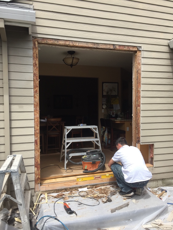 Sherwood, OR - Putting in a sliding door Sherwood, OR - Putting in a sliding door
