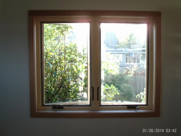 Springfield, OR - Replacing one three panel French door and one casement window. Installing one 2 panel ASG in Red Rock/ Pine with Covington antique brass hardware and footlock, and one Casement in Canvas/Pine with Stone hardware with TruScene screen. Springfield, OR - Replacing one three panel French door and one casement window. Installing one 2 panel ASG in Red Rock/ Pine with Covington antique brass hardware and footlock, and one Casement in Canvas/Pine with Stone hardware with TruScene screen.