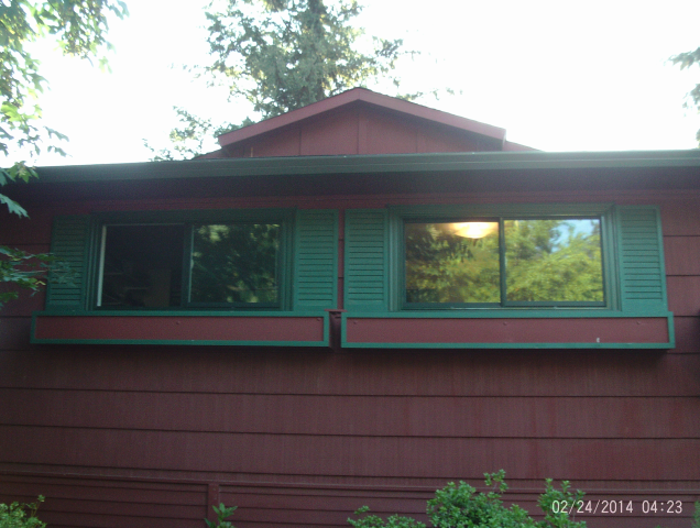 Gresham, OR - 9 windows replaced. Forest green exterior with a white interior. Gresham, OR - 9 windows replaced. Forest green exterior with a white interior.
