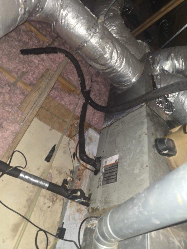 Conducted diagnostic inspection of residential HVAC system located in attic space. Confirmed refrigerant leak in evaporator coil as evidenced by customer's report of regular freon additions. Provided comprehensive estimate for full evaporator coil replacement to resolve recurring leak issue and restore system efficiency.