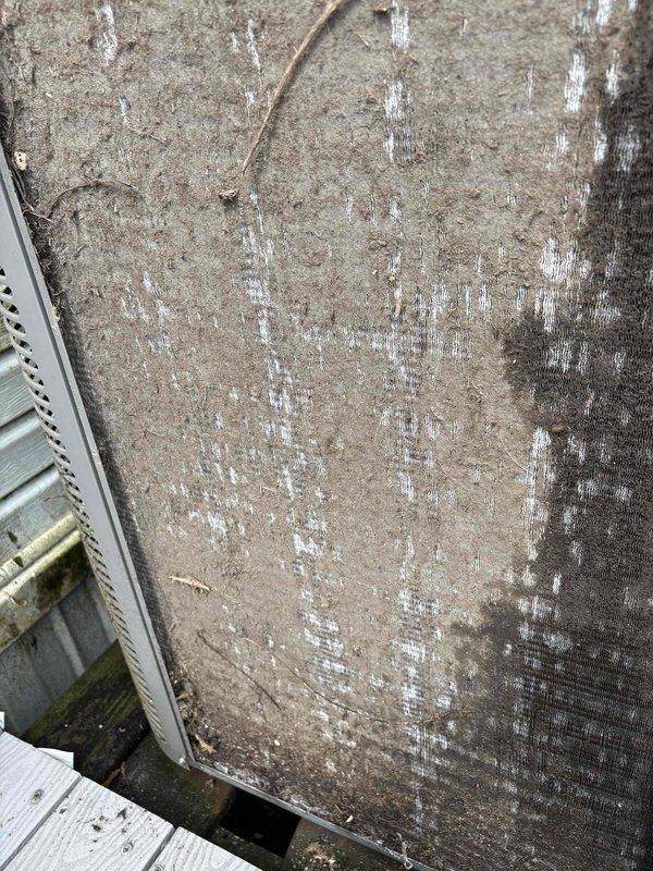 Completed spring preventive maintenance on a 5-year-old HVAC system. Performed standard inspection of outdoor condenser unit and indoor evaporator coil, noting significant dirt and debris accumulation on exterior cabinet panels requiring future cleaning attention. Replaced 20x25x1 air filter as scheduled.