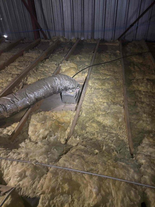 Completed comprehensive ductwork sealing and insulation service in attic space. Sealed all duct connections at boots and plenum, reconnected loose flexible duct run at plenum junction where separation had occurred, and installed additional insulation on exposed ductwork and register eyes. Also installed ceiling saver float switch and secondary drain pan for overflow protection.