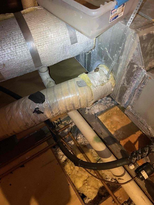 Completed spring maintenance on residential HVAC system located in attic space. Performed comprehensive inspection of air handler unit and associated ductwork, verifying proper operation of all system components. Checked refrigerant lines, electrical connections, and insulation integrity throughout the installation. All equipment found to be functioning within normal parameters with no immediate service needs identified.