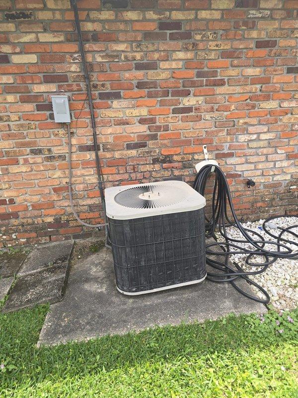 Completed comprehensive estimate for new HVAC system installation. Documented existing outdoor condensing unit location and condition, recorded detailed ductwork measurements throughout residence including multiple supply registers in various sizes (20x20x1, 24x17x9, 16x16x1), assessed first and second floor duct distribution totaling approximately 10 ducts collectively, and created layout diagram noting trunk line configurations and ballroom addition requirements.