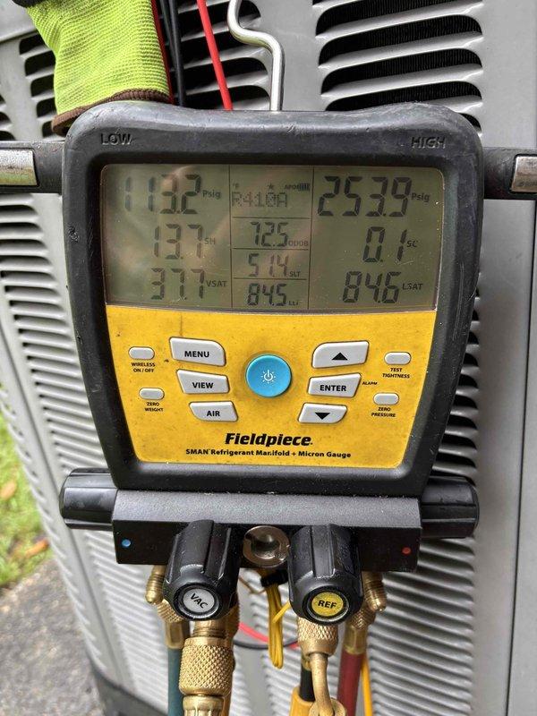 Completed spring AC maintenance per membership agreement. Performed comprehensive system inspection including electrical connections, refrigerant pressures, and overall unit operation. Customer reported intermittent noise when unit shuts down; monitored system through multiple cycles but unable to replicate issue at time of service. Checked condenser fan motor, compressor operation, and contactor for abnormal sounds during shutdown sequence—all operated within normal parameters. Verified refrigerant charge using manifold gauges, inspected wiring connections at contactor and capacitor for signs of arcing or loose connections that could cause audible clicking. Requested customer obtain video documentation if noise recurs to assist with diagnosis. All system parameters normal at time of inspection with no immediate concerns identified.