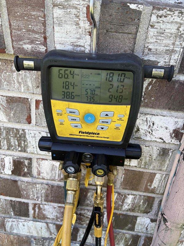 Installed primary float switch to evaporator coil on upflow HVAC system as preventative measure against future flooding incidents. System operates without drain pan and had previously experienced water overflow resulting in floor damage. Float switch installation provides automatic system shutdown protection in the event of drain line blockage or excessive condensate accumulation.