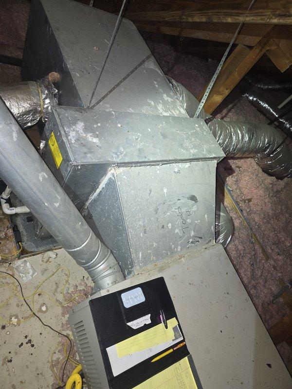 Installed Amana R-32B evaporator coil in upstairs HVAC unit. Performed leak repair on suction line serving master bedroom system and recharged refrigerant to proper operating levels. Both systems tested and confirmed operational upon completion.