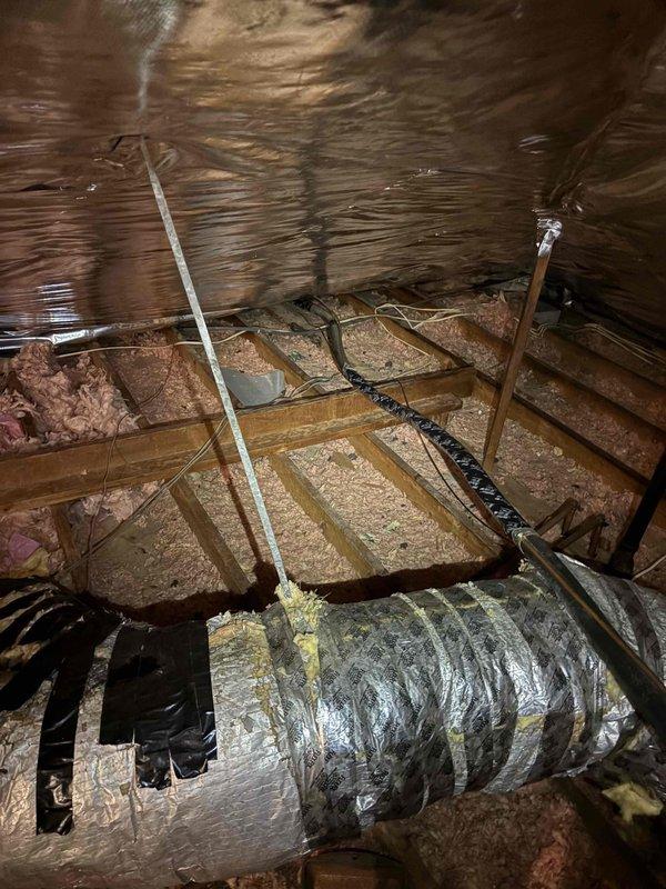 Completed comprehensive AC system cleaning and inspection on unit installed in 2021. Investigated customer-reported ceiling leak in bedroom suspected to be caused by condensation on attic refrigerant lines. Inspected attic HVAC infrastructure including ductwork and insulation, documented existing duct damage with worn outer layer and verified system operation. Provided membership program information via email per customer request.