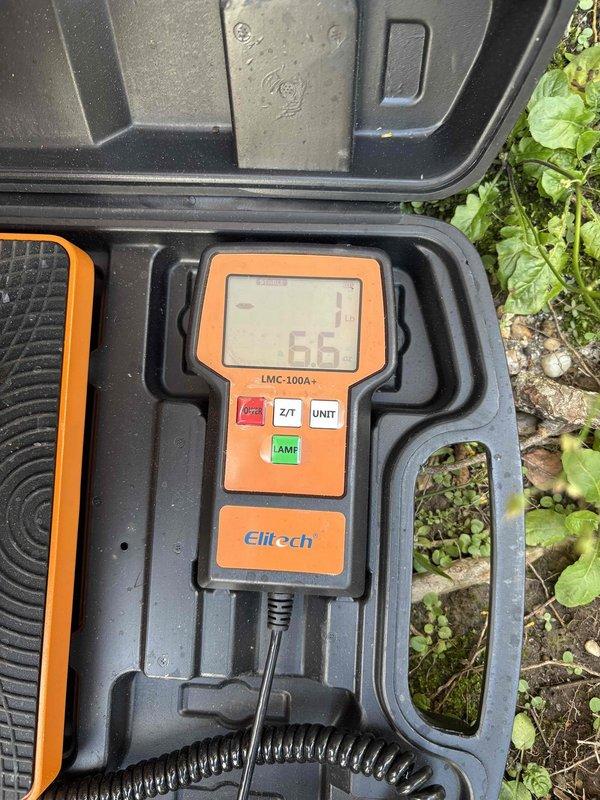 Responded to service call for downstairs AC unit not cooling adequately, with thermostat set at 72°F but unable to maintain temperature below 74°F. Performed comprehensive diagnostic evaluation of the system using professional HVAC testing equipment. Utilized Fieldpiece SMAN refrigerant manifold with micron gauge to measure system pressures and temperatures, recording readings of 926 PSI low side and 2216 PSI high side, with corresponding temperatures of 49°F and 144°F. Deployed Elitech LMC-100A+ digital measuring instrument to assess additional system parameters and refrigerant charge levels. Conducted thorough inspection of outdoor condensing unit components and verified refrigerant line connections. Documented equipment conditions and diagnostic readings through photographic evidence for service records. Provided customer with findings from diagnostic assessment and discussed system performance concerns. Customer expressed interest in receiving estimates for complete system replacem
