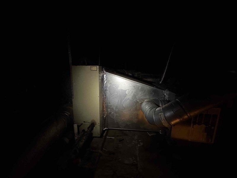 Responded to service call for non-operational condenser fan on 30-year-old HVAC system. Customer reported loud noise prior to fan failure. Performed diagnostic evaluation of outdoor condensing unit and indoor air handling equipment to assess system condition and identify cause of failure.