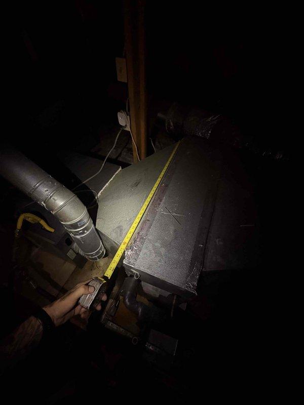 Responded to callback for no cooling issue following condenser fan motor replacement performed on previous visit. Upon arrival, verified thermostat reading of 79 degrees and conducted comprehensive system inspection. Performed measurements and diagnostic assessment of air handler unit and ductwork to identify cause of continued cooling deficiency. Inspected refrigerant lines, ductwork connections, and overall system operation to determine root cause and ensure proper equipment function following previous motor replacement.