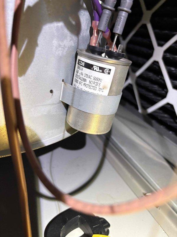Completed comprehensive AC maintenance including system cleaning and inspection for member customer. Performed electrical diagnostics using clamp meter, verified capacitor operation and connections, and inspected blower motor assembly. Changed out air filters with customer-supplied replacements on site. Customer has separately ordered a new thermostat for future installation.