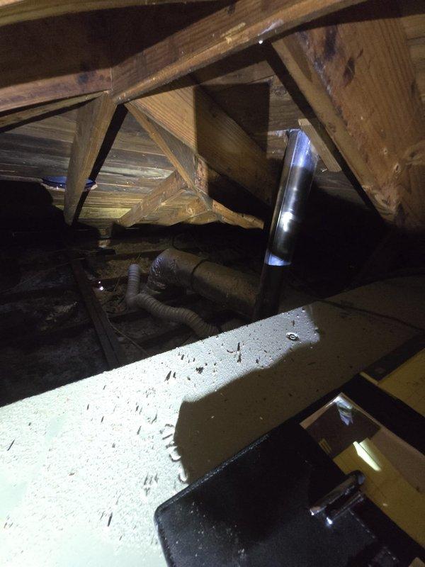 Performed second opinion evaluation for non-cooling HVAC system. Conducted thorough inspection of attic-mounted equipment and ductwork, documenting existing conditions including flexible duct routing, insulation placement, and structural configuration. Prepared comprehensive estimate for complete system replacement based on assessment findings.