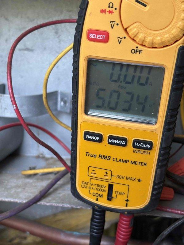 Completed comprehensive 4-system AC maintenance including cleaning and inspection of all units. Performed electrical diagnostics using clamp meter to verify proper amperage draws and system performance, with readings indicating normal operation. Utilized refrigerant manifold gauges to check pressures and system charge levels on outdoor condensing units, confirming all systems operating within manufacturer specifications.