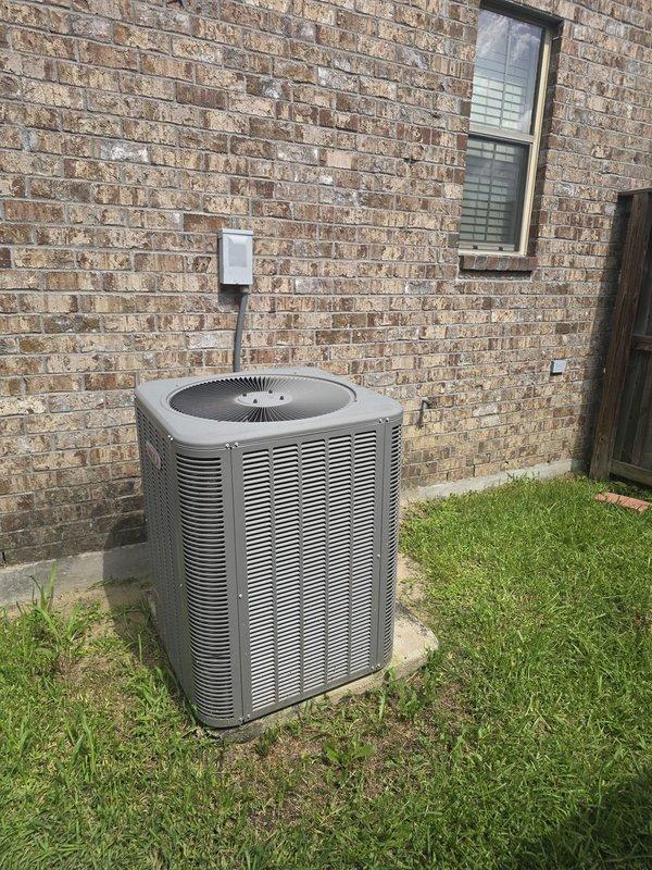 Conducted second opinion evaluation for upstairs HVAC system. Documented exterior condensing unit installation on concrete pad with electrical disconnect and conduit connections, as well as attic ductwork configuration including flexible metallic ducting with support strapping and insulation placement. Assessment completed to provide estimate for system servicing or replacement needs.
