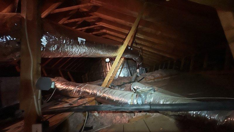 Installed 14x25 return air plenum with collars in attic space, connecting to existing ductwork infrastructure. Completed HVAC system integration with proper metallic flex duct connections to air handler unit, ensuring secure mounting and adequate insulation coverage. Obtained required manufacturer warranty documentation for Amana equipment.