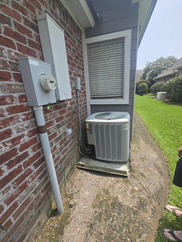 Provided estimate for complete HVAC system replacement on 24-year-old residential unit with confirmed refrigerant leak in existing system. Evaluated attic-mounted air handler with associated ductwork and exterior condensing unit, documented current equipment condition and installation requirements for replacement system.