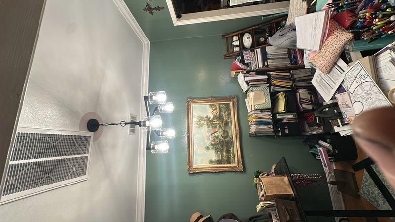 Installed two modern chandelier-style light fixtures in residential living space, each featuring four clear glass bulb holders with black metal arms mounted to ceiling via circular mounting plates and chain suspension. Verified proper electrical connections, tested fixture operation, and ensured secure mounting in accordance with manufacturer specifications and electrical code requirements.