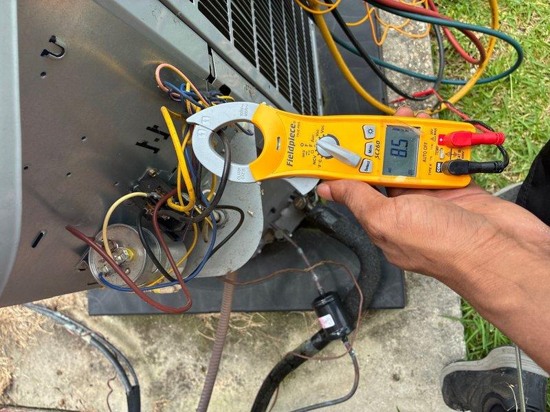 Completed annual cooling maintenance on residential AC system following customer report of loud noise during shutdown cycle. Performed comprehensive system diagnostics including electrical measurements with clamp meter, verifying amperage draws, capacitor functionality, and all electrical connections at outdoor condenser unit. Inspected internal components, wiring integrity, and refrigerant lines. System operating within normal parameters with proper cooling output maintained. All electrical readings normal, capacitor tested good, and no immediate concerns identified during inspection.