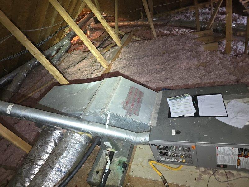 Responded to service call for leaking evaporator coil in attic-mounted HVAC system. Performed comprehensive assessment of 2-ton cooling system and documented existing equipment configuration. Measured supply and return plenum dimensions, ductwork specifications, and drain pan requirements for replacement coil installation. Provided detailed estimate for evaporator coil replacement including necessary components and labor.