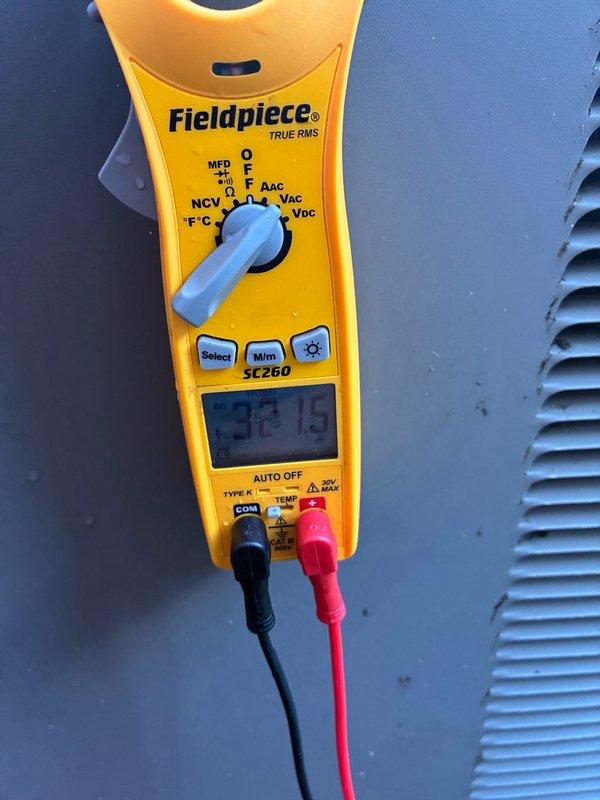 Performed comprehensive inspection and cleaning of residential electric air conditioning system installed in 2009 that had never been previously serviced. System was experiencing cooling limitations with inability to maintain temperatures below 74 degrees. Conducted electrical measurements using clamp meter to verify system amperage and voltage readings, inspected attic-mounted air handler and ductwork installation including flexible duct runs and insulation integrity. Evaluated overall system performance and provided findings to customer for informed decision-making regarding necessary repairs or maintenance recommendations.