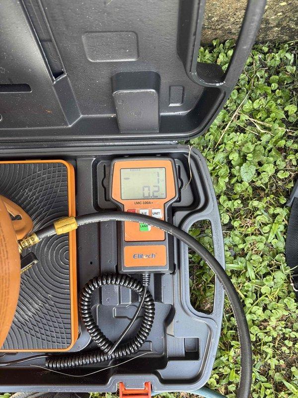 Responded to service call for two HVAC systems installed in 2016 that were unable to maintain desired temperature setpoints. Upon arrival, confirmed both units were operational but struggling to adequately cool the residence. Performed diagnostic assessment using calibrated testing equipment on both systems. Documented unit model HCL0301FCCV serial number 0508532835 and captured equipment specifications for service records.