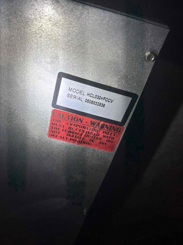 Responded to service call for two HVAC systems installed in 2016 that were unable to maintain desired temperature setpoints. Upon arrival, confirmed both units were operational but struggling to adequately cool the residence. Performed diagnostic assessment using calibrated testing equipment on both systems. Documented unit model HCL0301FCCV serial number 0508532835 and captured equipment specifications for service records.