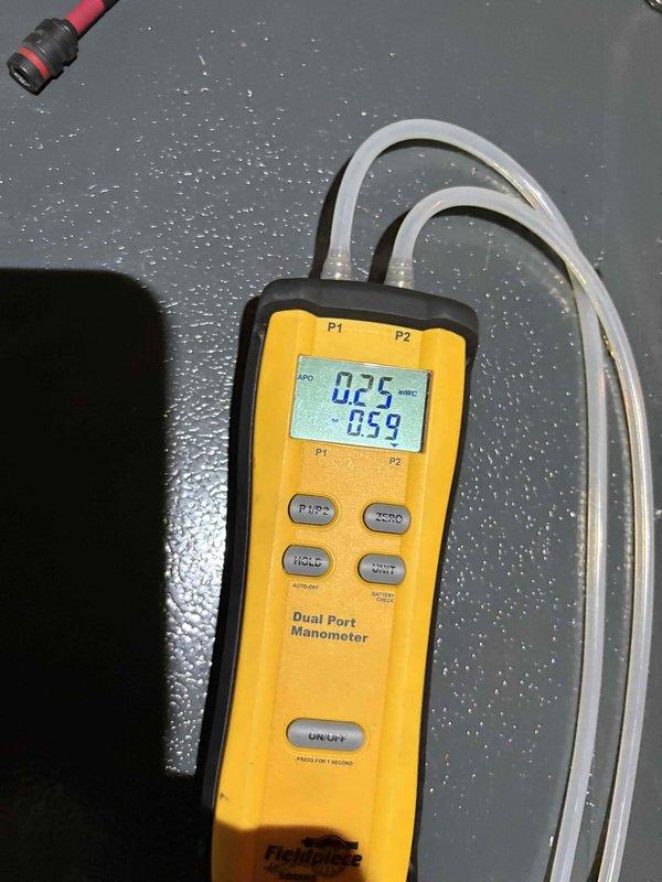 Responded to service call for system evaluation and second opinion assessment. Upon arrival, performed comprehensive diagnostic testing of HVAC system using calibrated electronic testing equipment and dual port manometer. Measured and documented system pressures, recording readings of 0.29 and 0.59 on differential pressure ports. Conducted electrical diagnostics and system performance verification using professional-grade testing instruments. Captured photographic documentation of all diagnostic procedures and equipment readings for service records. Coordinated arrival time with property contact prior to site visit as requested.