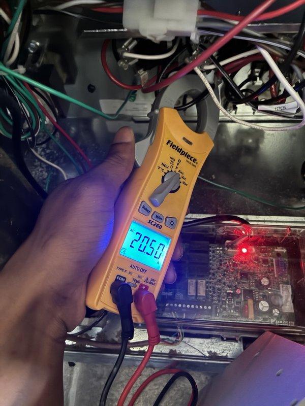 Completed comprehensive fall tune-up on single heating system. Performed diagnostic testing of electrical components using digital multimeter and clamp meter, verifying proper voltage readings at control board and measuring amperage draws throughout the system. All measurements fell within manufacturer specifications, and system operation was confirmed to be functioning correctly for the heating season.