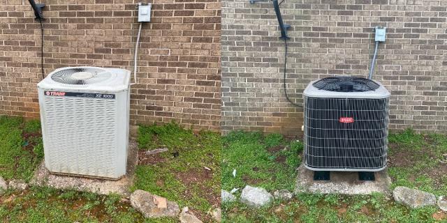 Bowling Green, KY - Replaced 26 year old Trane Heat Pump with a new Bryant Heat Pump. The old Trane Heat Pump had a bad compressor. Replacement of the system is the better option at that age, better energy efficiency and a long warranty. Near Plano, KY. Bowling Green, KY - Replaced 26 year old Trane Heat Pump with a new Bryant Heat Pump. The old Trane Heat Pump had a bad compressor. Replacement of the system is the better option at that age, better energy efficiency and a long warranty. Near Plano, KY.