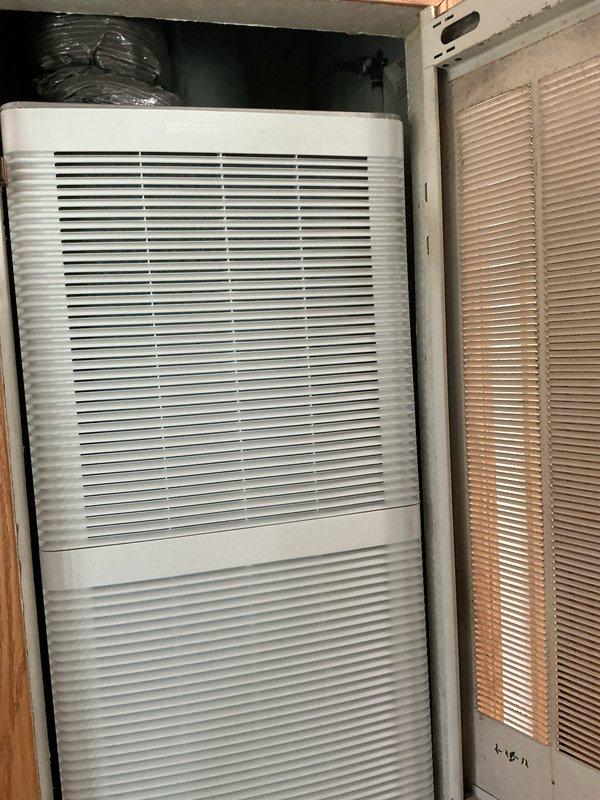 Completed installation of a new gas furnace in a mobile home application. The unit was positioned in a dedicated closet space with proper clearances maintained, all gas connections secured and tested for leaks, and flexible ductwork integrated into the existing HVAC system. The installation included electrical connections, thermostat wiring, and verification of proper airflow through the supply and return louvers, with the system tested and confirmed operational upon completion.