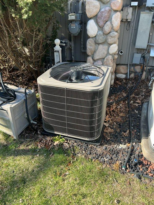 Completed full HVAC system installation including new furnace, air conditioner, and humidifier at residential property. Performed system start-up procedures and verified proper operation of all installed equipment. Addressed customer concern regarding condensate pump noise levels, as unit was reportedly louder than previous pumps; evaluated pump operation and discussed potential replacement or mitigation options to resolve the noise issue.