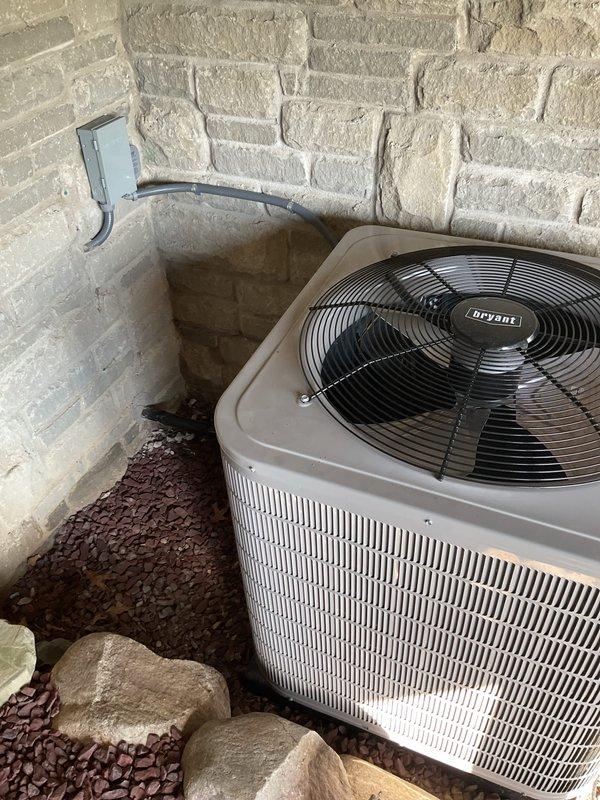 Completed full HVAC system installation including furnace, air conditioner, and zoning system. Performed comprehensive system start-up procedures on new Bryant outdoor condensing unit, verifying proper electrical connections via exterior conduit installation, confirming refrigerant charge levels, and testing operational performance of all installed equipment to ensure system functionality and customer comfort.