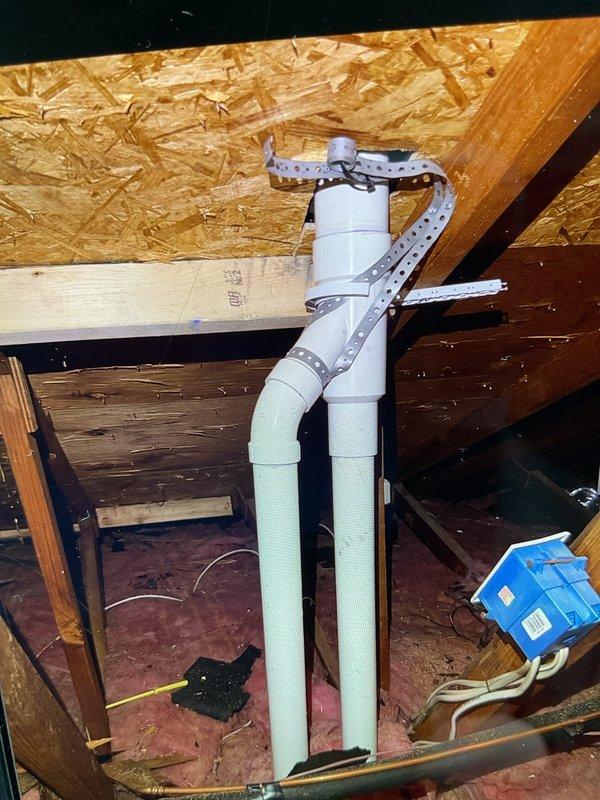 Responded to service call for newly installed gas furnace with continuous blower operation and inability to maintain setpoint temperature. Upon arrival, performed system diagnostics and verified proper venting installation through roof penetration and attic space. Confirmed PVC vent piping was correctly installed and secured per manufacturer specifications in preparation for scheduled startup appointment to verify gas pressure and complete commissioning of heating system.