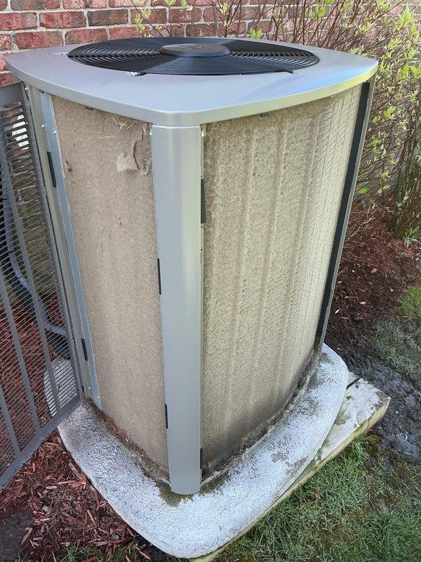 Completed annual AC tune-up on residential outdoor condenser unit per prepaid maintenance agreement. Performed comprehensive system inspection, cleaned condenser coils showing significant dirt and debris accumulation, checked refrigerant levels, tested electrical components, and verified proper operation of all mechanical systems. Unit operating within manufacturer specifications upon completion.