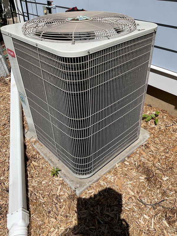 Completed scheduled air conditioning tune-up and maintenance on outdoor condenser unit. Performed comprehensive system inspection, verified R410a refrigerant charge, cleaned condenser coils, checked electrical connections at 208/230V specifications, and confirmed proper operation of all components. Unit operating efficiently with no deficiencies noted; system ready for cooling season.