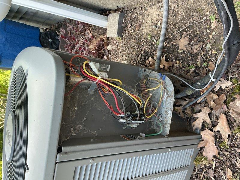 Completed scheduled AC tune-up on Lennox condenser unit. Performed comprehensive system inspection, collected equipment information, and documented unit condition with access panel opened to verify electrical connections and internal components. All standard maintenance procedures were executed per manufacturer specifications, and unit was secured and left in proper operating condition.