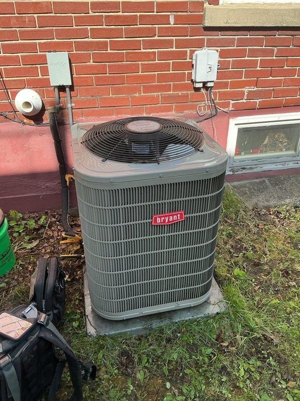 Completed annual air conditioning tune-up on 10-year-old Bryant condensing unit. Performed comprehensive system inspection, cleaned condenser coils, checked refrigerant levels, tested electrical components, and verified proper operation of all cooling functions. Unit returned to optimal performance with no issues identified.