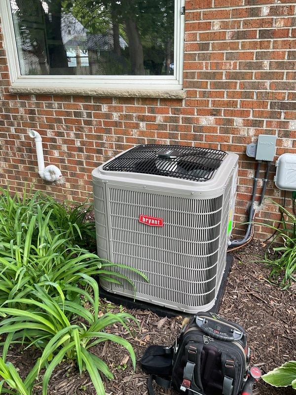 Completed system start-up on newly installed Bryant air conditioning system. Addressed thermostat error code, verified proper communication between indoor and outdoor units, and confirmed all electrical connections at disconnect box. System is now operational with proper refrigerant pressures, airflow, and temperature differential across the evaporator coil.