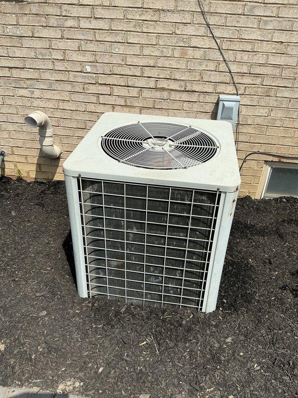 Completed scheduled air conditioning tune-up and preventative maintenance on residential outdoor condensing unit. Performed comprehensive system inspection, cleaned condenser coils, checked refrigerant levels, tested electrical connections, verified proper airflow through fan assembly, and confirmed unit operational efficiency meets manufacturer specifications.