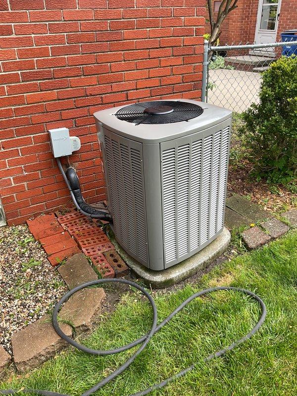 Completed annual heating and cooling maintenance on a five-year-old residential HVAC system covered under service contract. Performed comprehensive AC tune-up on outdoor condenser unit, including inspection of refrigerant lines, electrical connections, and disconnect box. All components operating within normal parameters, and system is ready for the upcoming cooling season.