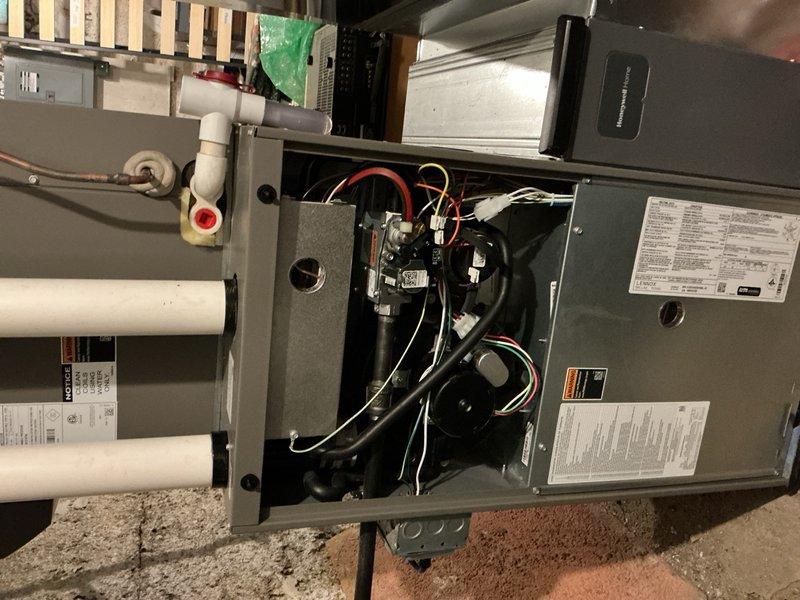 Completed comprehensive preventative maintenance on multi-zone HVAC system including air conditioning and gas furnace tuneups. Performed full system inspection, verified all electrical connections and contactors, checked refrigerant lines and condensate drain operation, tested blower motor assembly, and confirmed proper airflow throughout both heating and cooling components. Provided estimate for tankless water heater installation as requested during service visit.