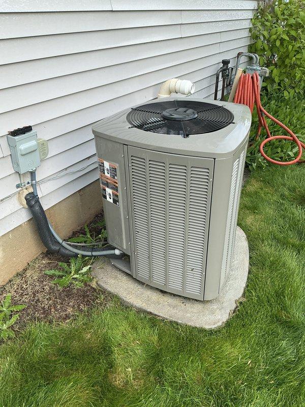 Completed routine AC maintenance on Lennox outdoor condensing unit as part of recurring service agreement. Performed standard inspection of condenser coils, fan operation, refrigerant line set, electrical connections, and condensate drainage system. Unit found in normal operating condition with all components functioning properly. Verified proper clearances from structure, checked refrigerant line insulation integrity, and confirmed electrical disconnect box accessibility. System operating within normal parameters with no deficiencies noted.